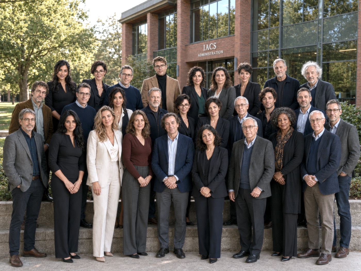 The IACS faculty standing together outside the Academy